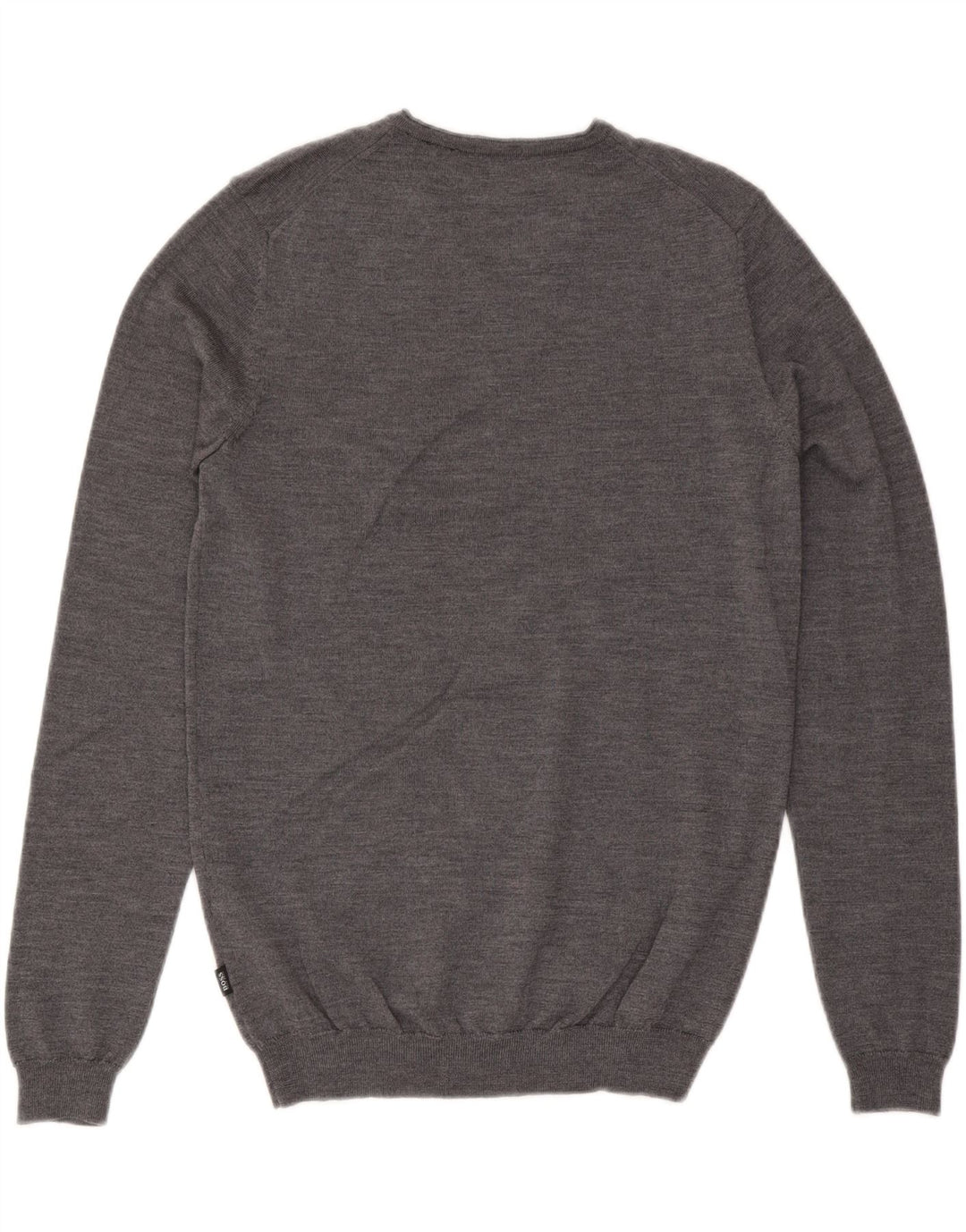 Suéter masculino Hugo Boss Slim Fit com decote em V de lã cinza médio
