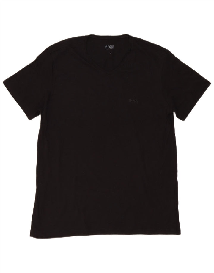 Camiseta masculina HUGO BOSS Top grande de algodão preto