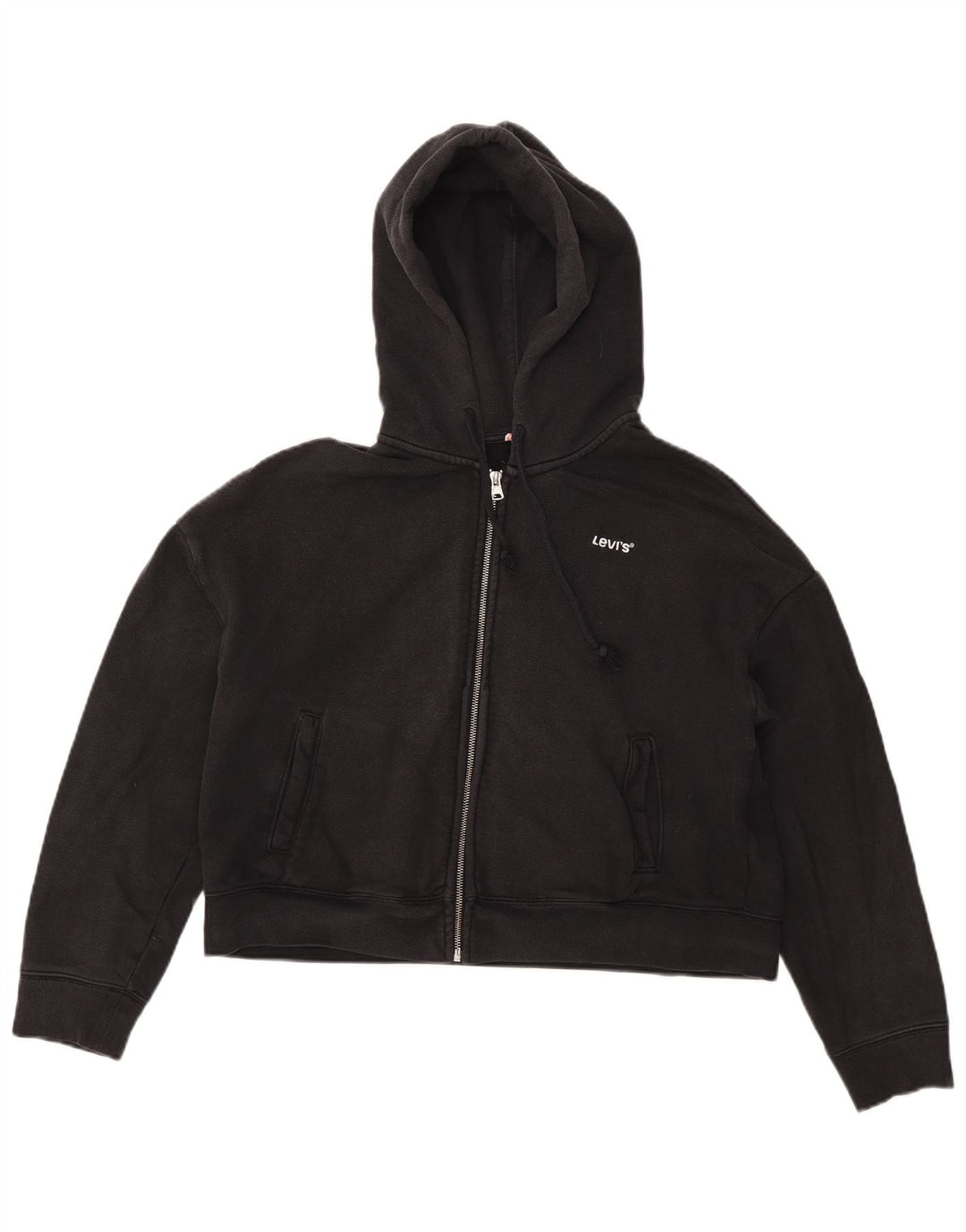 Suéter feminino Levi's com capuz e zíper oversized UK 10 pequeno preto