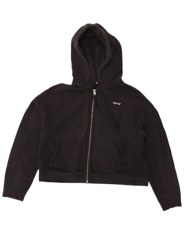Suéter feminino Levi's com capuz e zíper oversized UK 10 pequeno preto