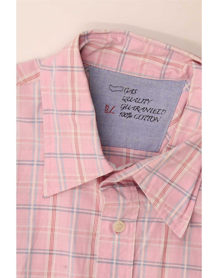 Camisa masculina Gas grande algodão xadrez rosa
