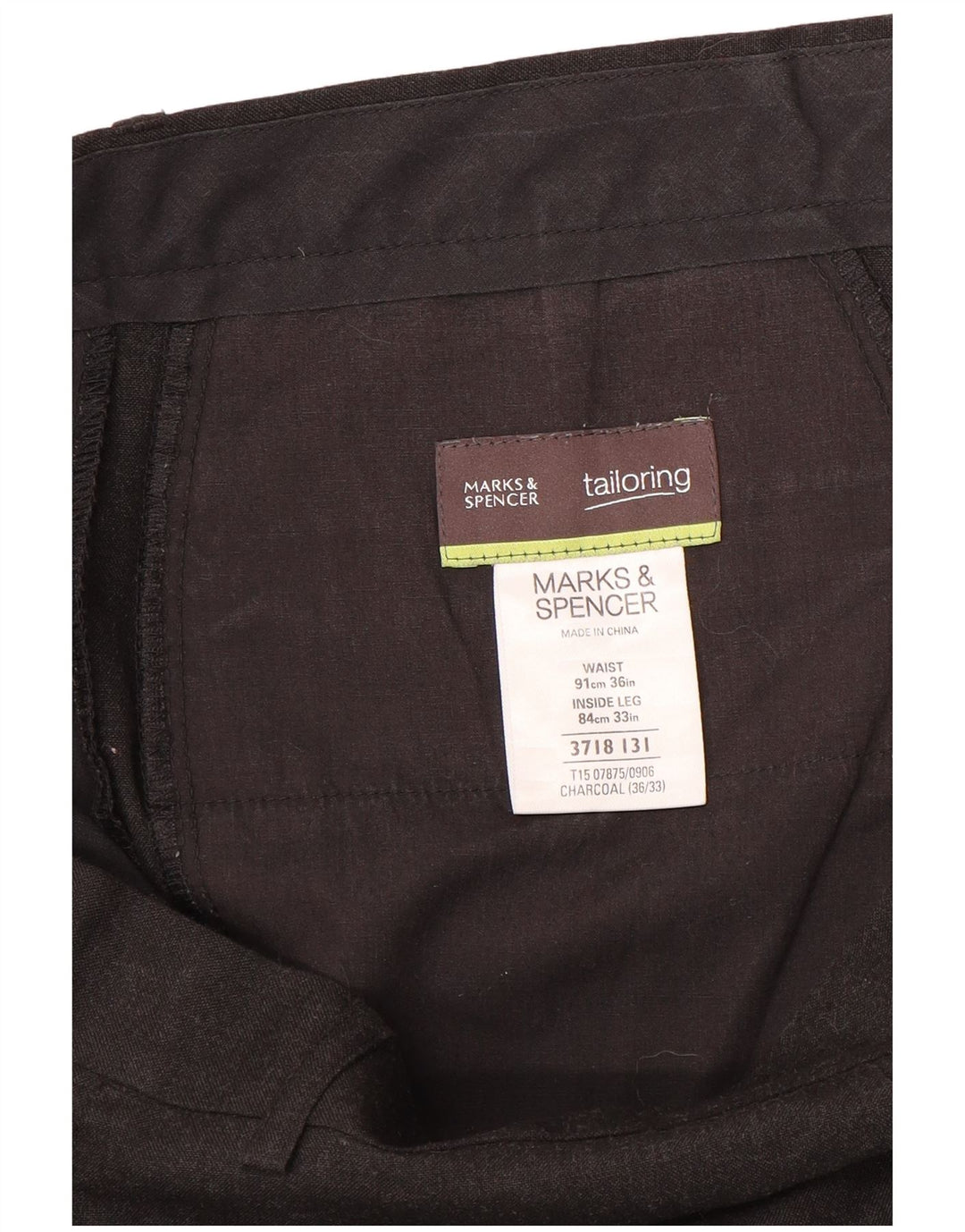 Calça masculina de terno reto Marks & Spencer W36 L33 cinza poliéster