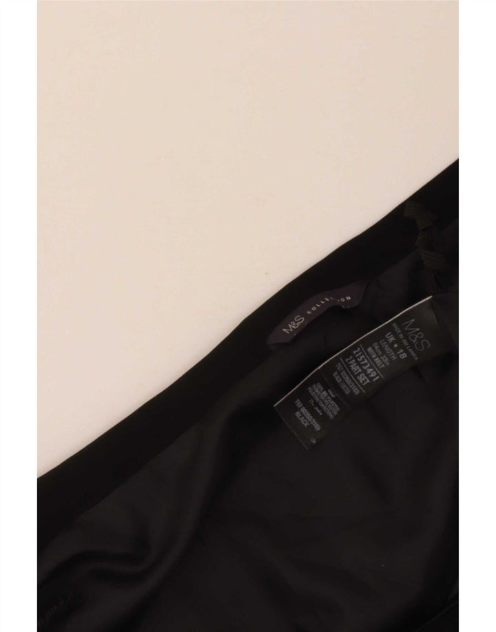 Saia feminina Marks & Spencer UK 18 XL W36 poliéster preto