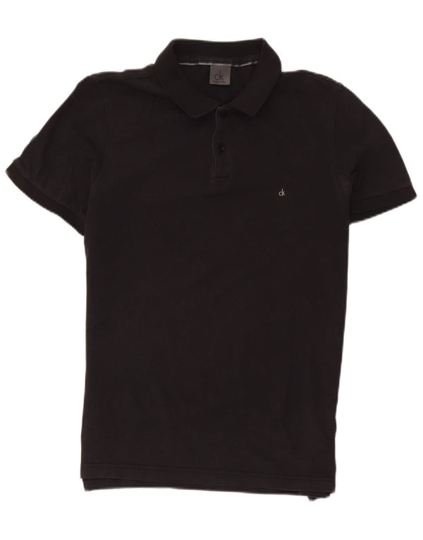 Camisa polo masculina CALVIN KLEIN de algodão preto médio