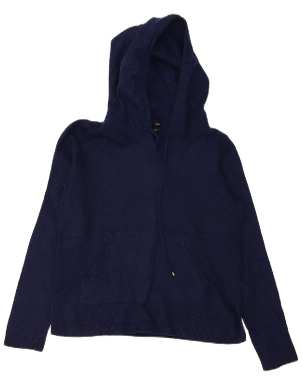 Suéter feminino Massimo Dutti com capuz Reino Unido 10 pequeno lã azul marinho