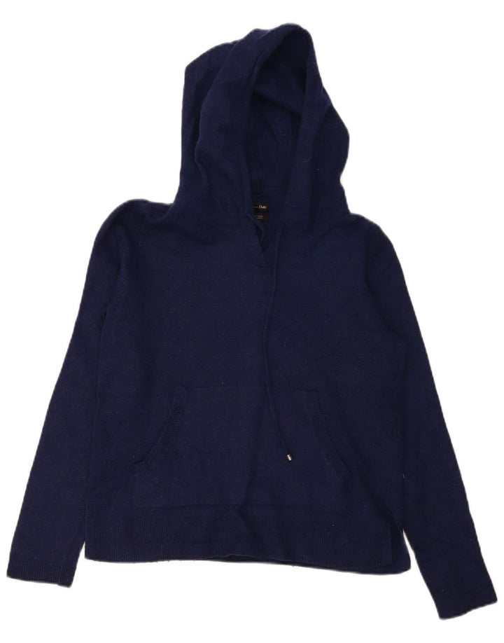 Suéter feminino Massimo Dutti com capuz Reino Unido 10 pequeno lã azul marinho