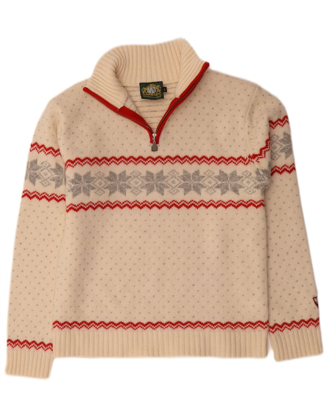 Suéter feminino Hammerschmidt com gola e zíper Reino Unido 16 grande off white