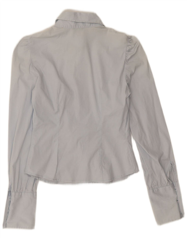 Camisa Crop Feminina Benetton UK 8 Pequeno Azul