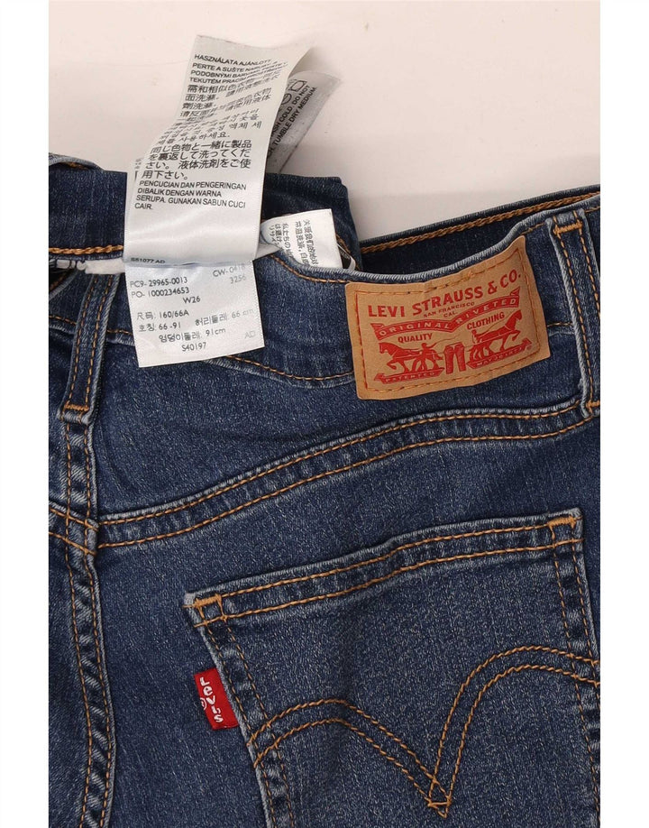 Shorts jeans feminino Levi's W26 pequeno algodão azul marinho