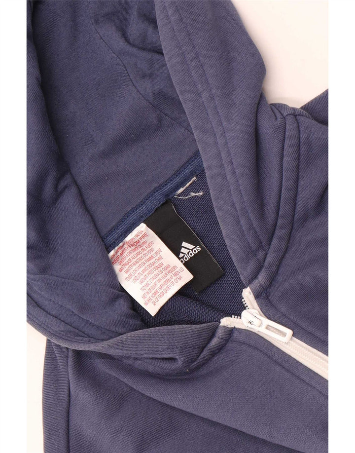 Adidas Mens Zip Hoodie Suéter Pequeno Azul