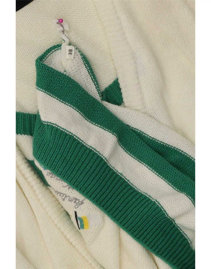 Suéter feminino vintage com gola canoa e listrado branco médio UE 38