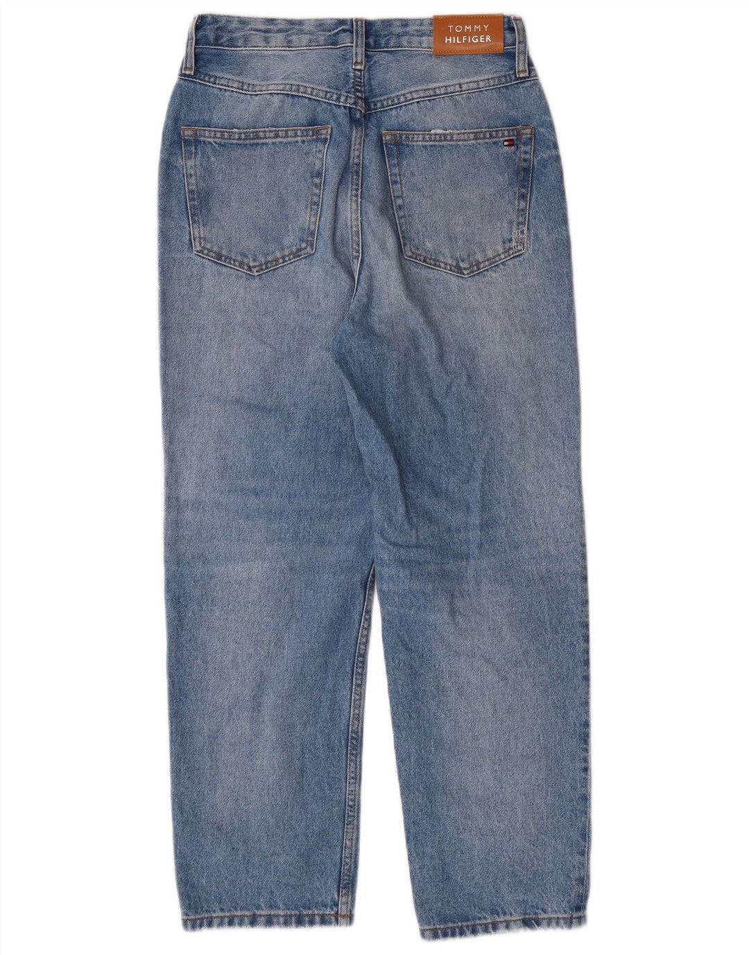 Jeans feminino Tommy Hilfiger desgastado de cintura alta W27 L28 azul clássico