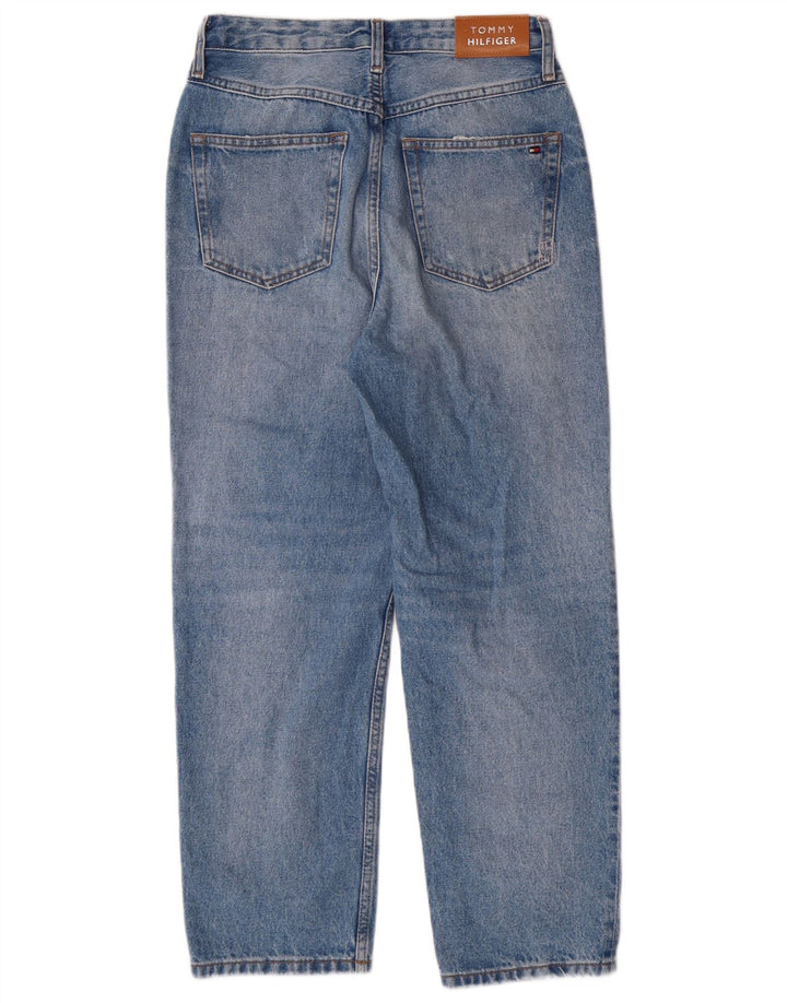 Jeans feminino Tommy Hilfiger desgastado de cintura alta W27 L28 azul clássico
