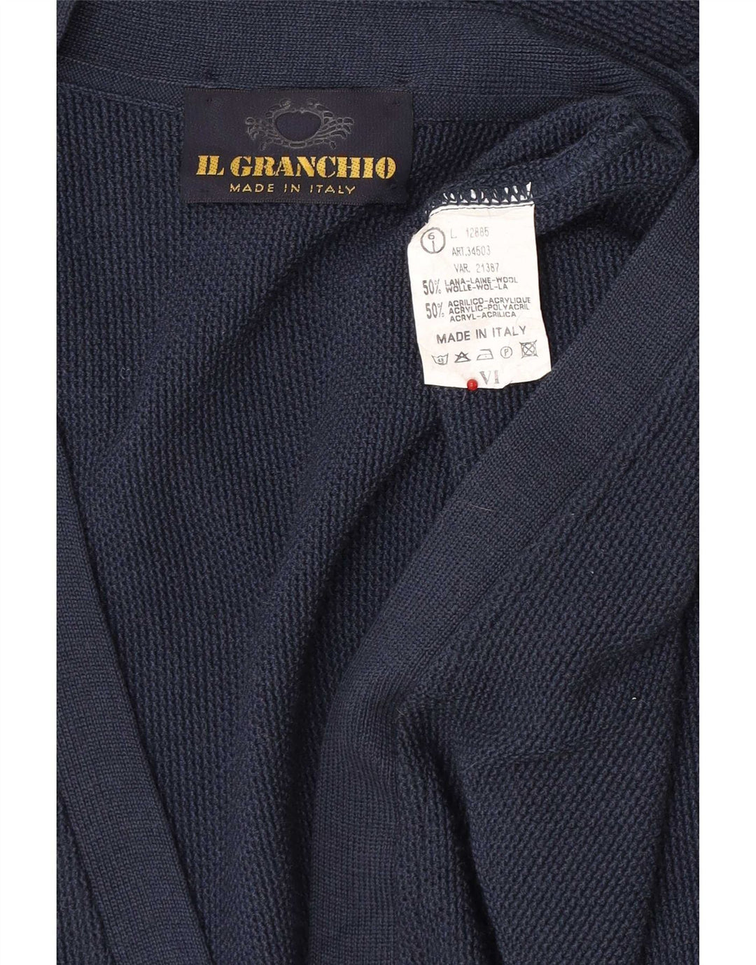 Suéter cardigã masculino Il Granchio grande lã azul marinho