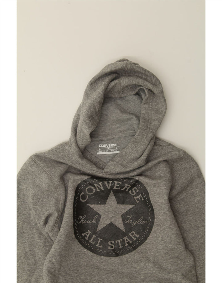 CONVERSE Girls Graphic Hoodie Jumper 10-11 Years Medium  Grey Cotton Vintage Converse and Second-Hand Converse from Messina Hembry 