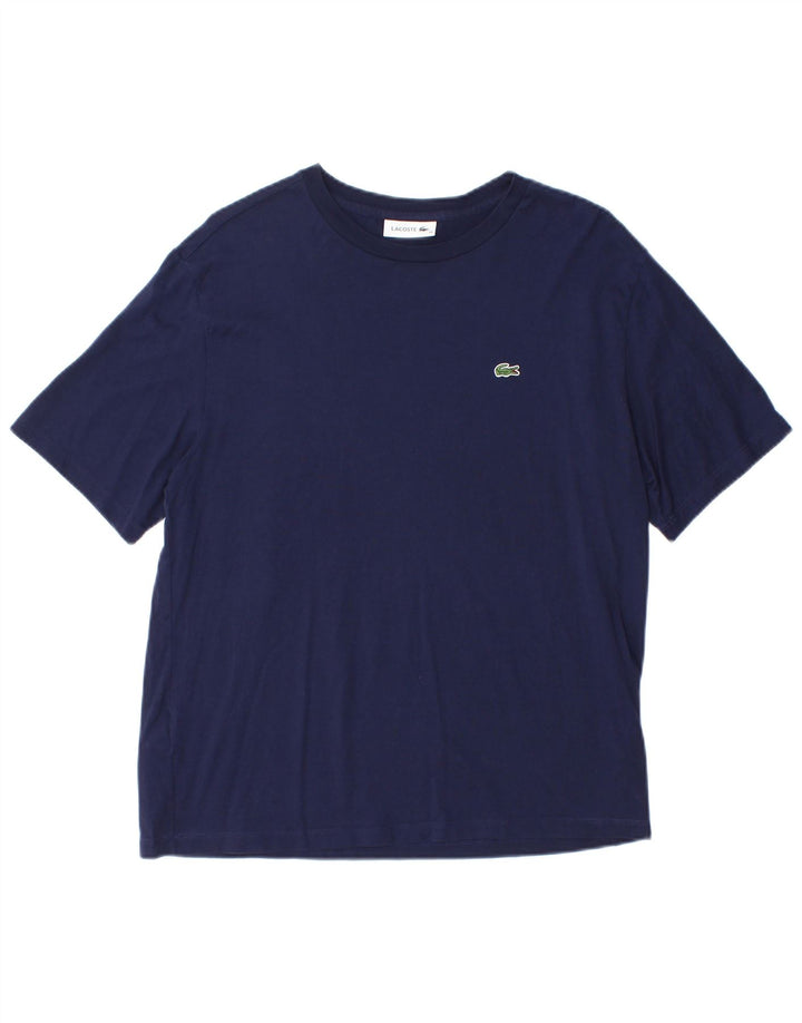 Camiseta feminina Lacoste tamanho superior 38 algodão azul marinho médio