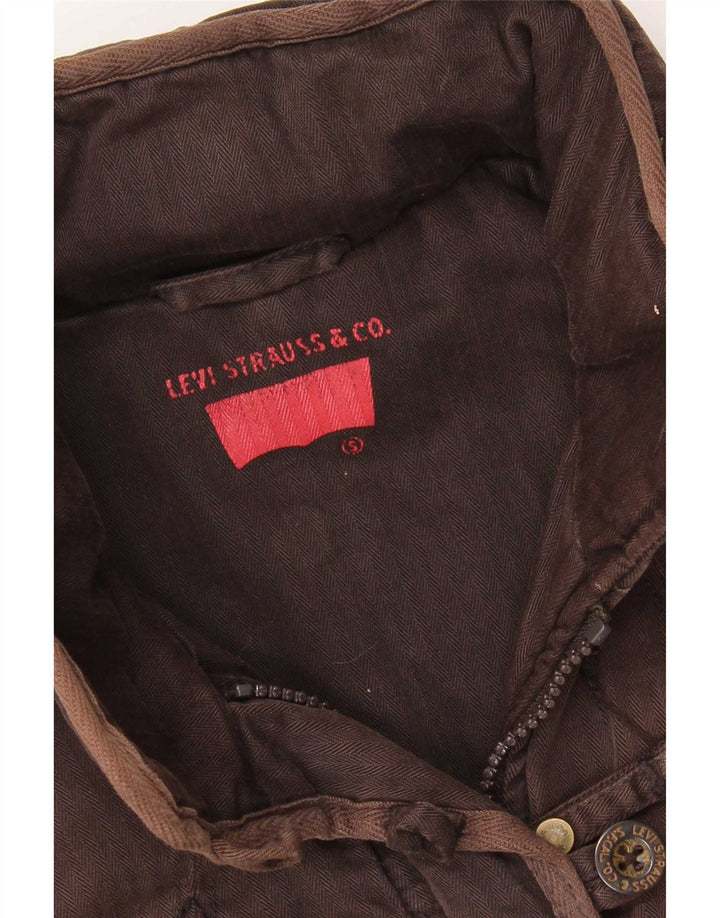Jaqueta corta-vento feminina Levi's UK 10 pequena espinha de peixe marrom