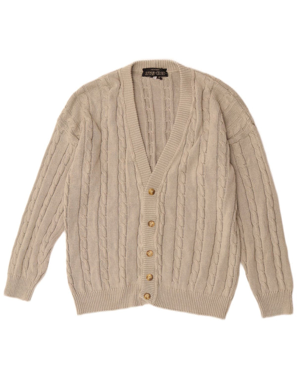 Suéter cardigã masculino vintage IT 54 XL algodão bege