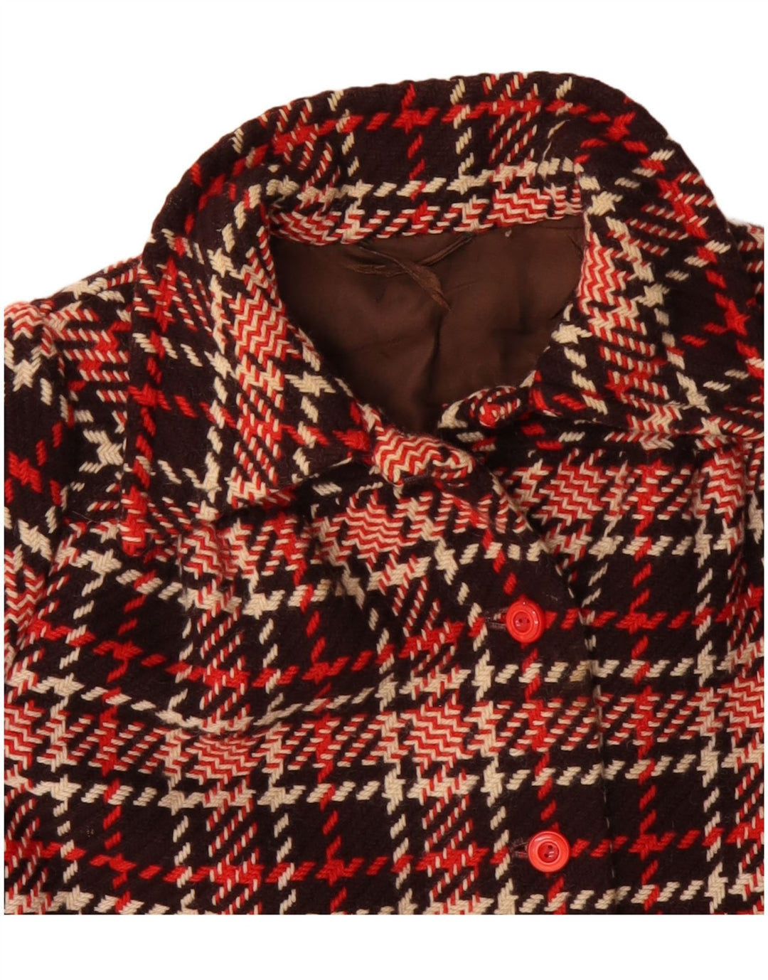 Sobretudo curto feminino VINTAGE UK 18 XL vermelho xadrez