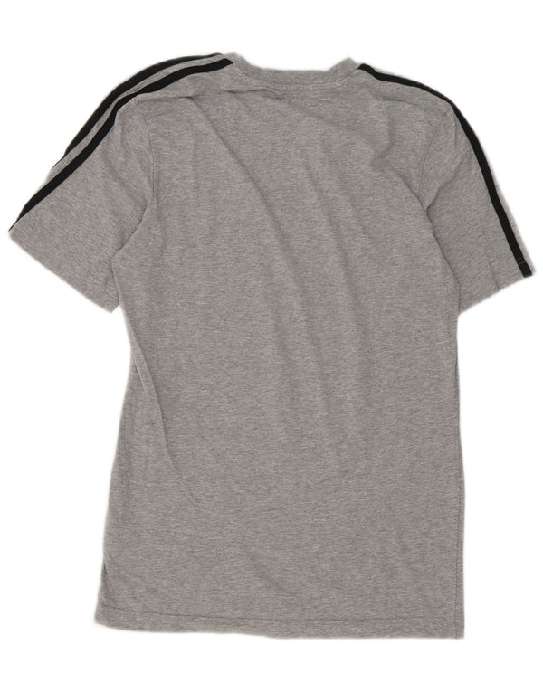 Adidas Mens Camiseta Top Pequeno Algodão Cinza