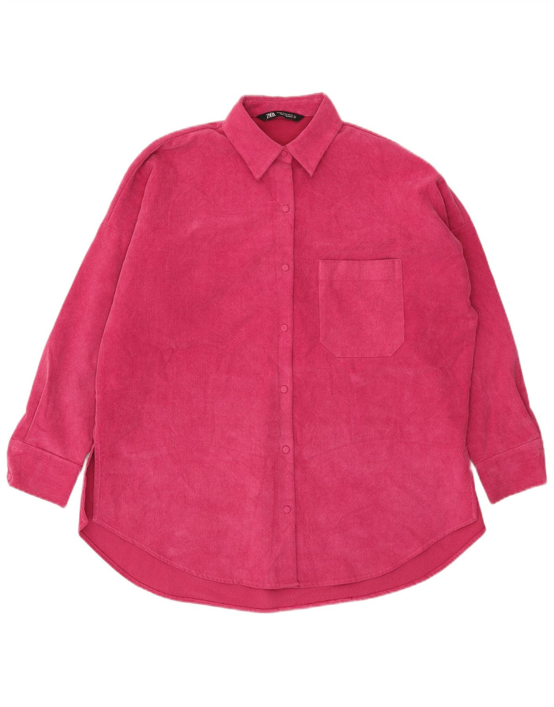 Camisa de flanela oversized feminina Zara Reino Unido 6 XS poliéster rosa