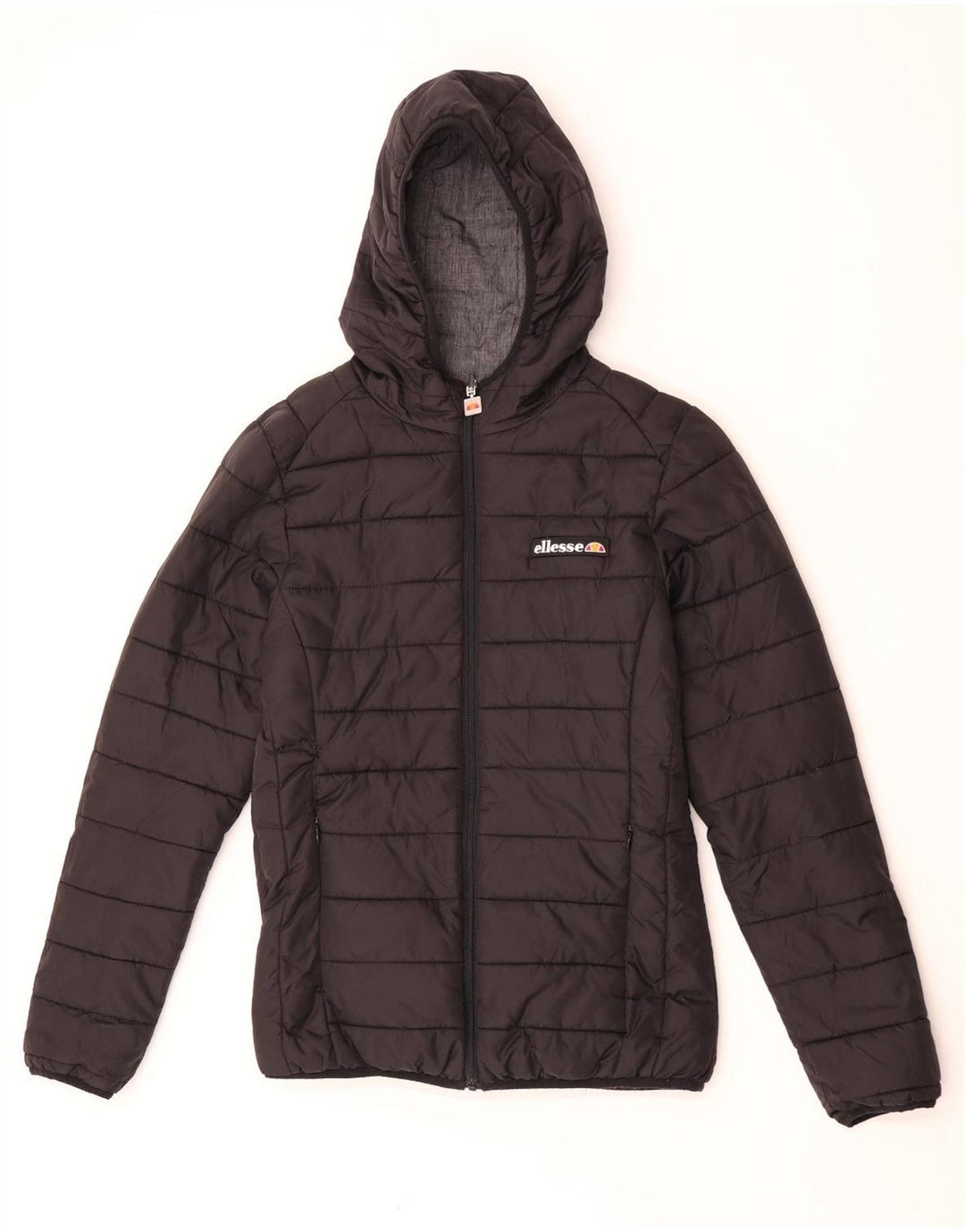 Jaqueta feminina Ellesse com capuz reversível acolchoada UK 10 pequena cinza nylon