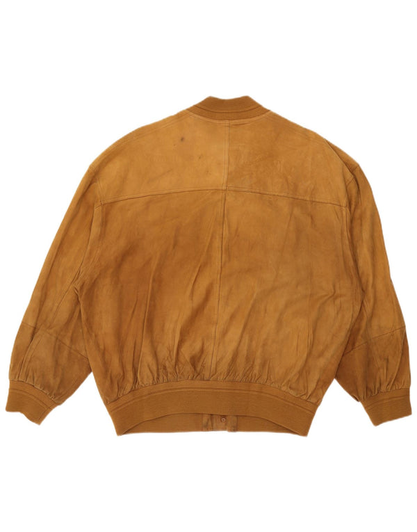 James Dillon Mens Suede Bomber Jacket UK 40 Grande Couro Bege
