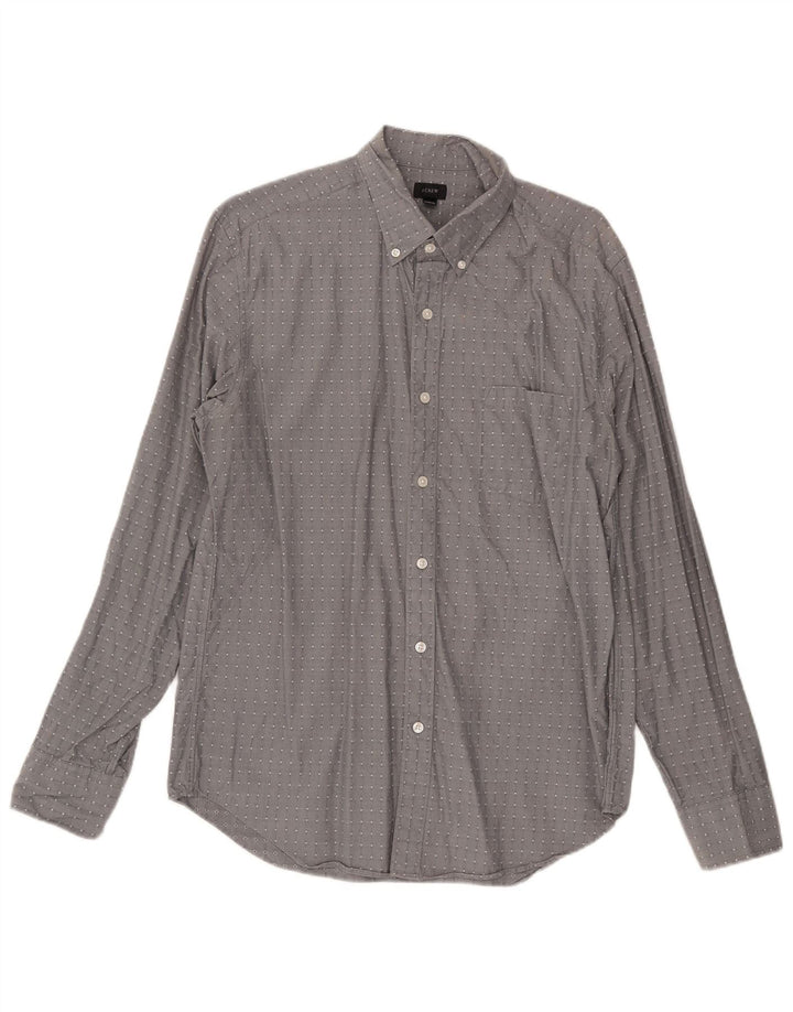Camisa masculina J. Crew algodão geométrico cinza médio