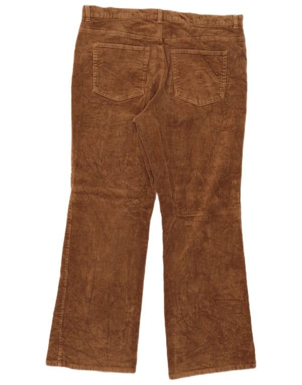 Calça feminina de veludo cotelê Chaps US 16 2XL W36 L30 algodão bege