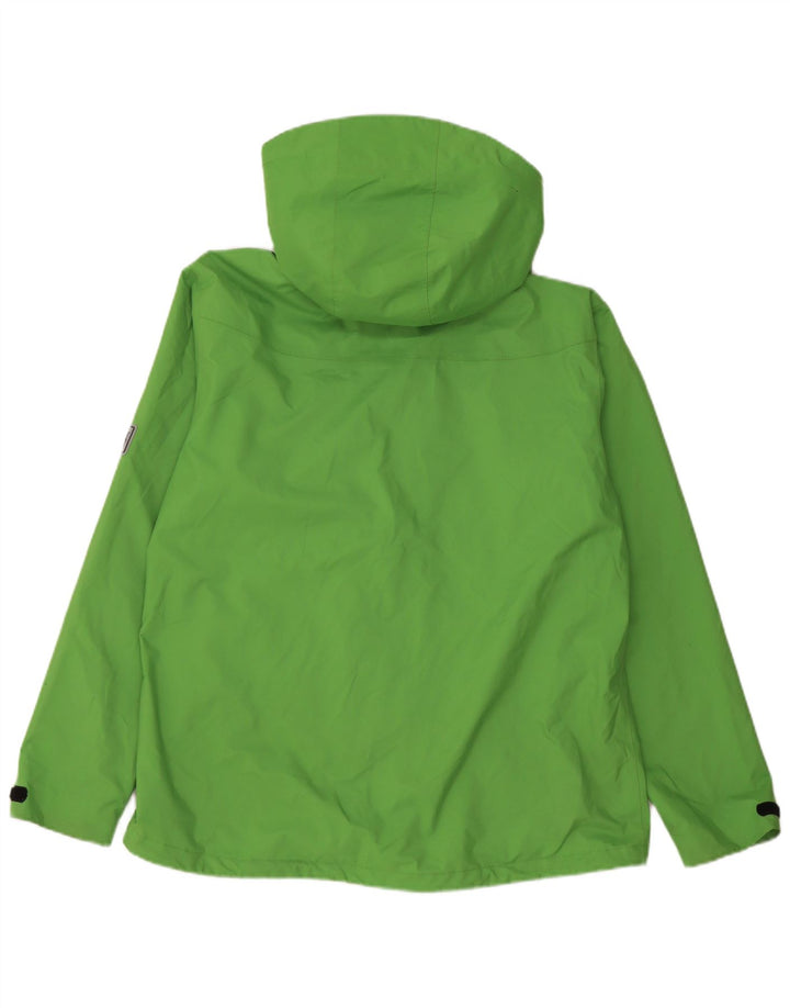 Jaqueta de chuva feminina com capuz Jack Wolfskin Reino Unido 14/16 grande poliéster verde