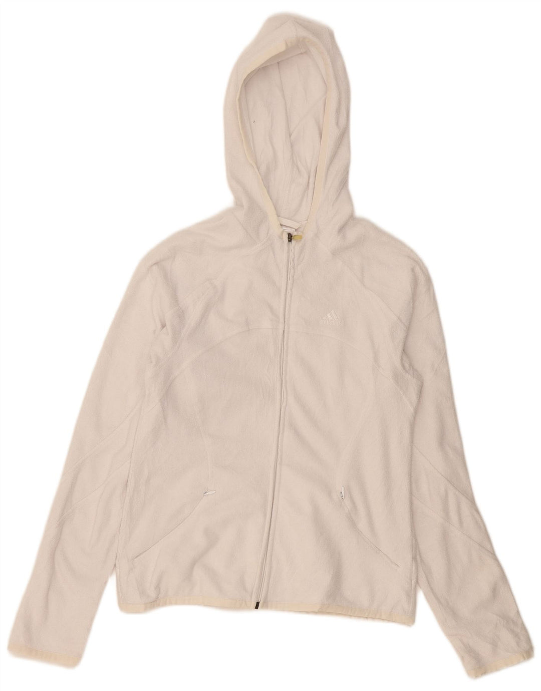 Adidas Womens Hooded Fleece Jacket UK 12 Médio Branco Poliéster