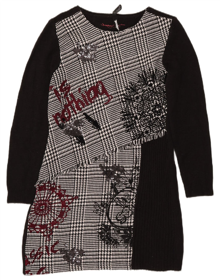 DESIGUAL Vestido feminino estampado EU 42 grande preto houndstooth