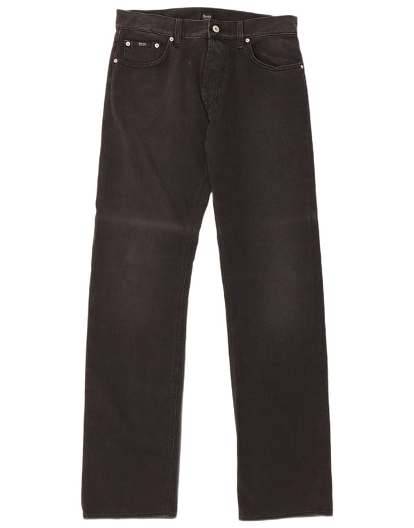 Hugo Boss Mens Straight Jeans W32 L34 Algodão Preto