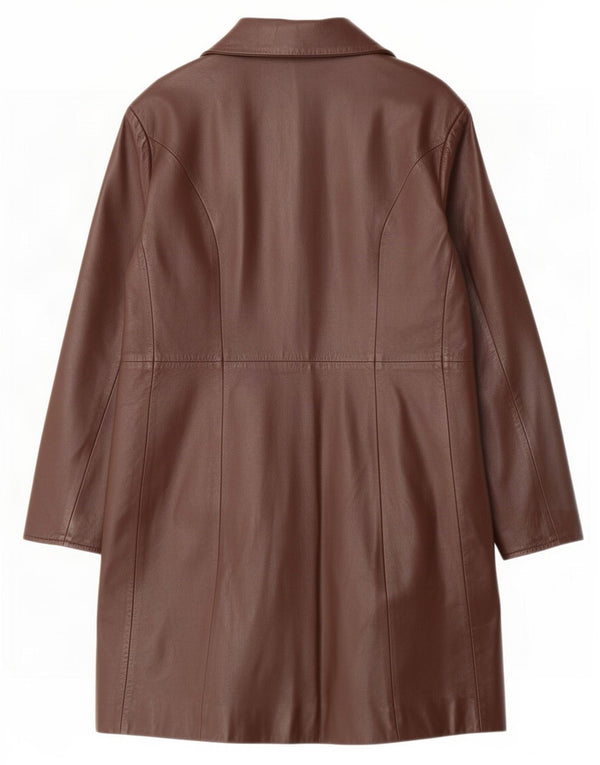 Casaco de couro feminino vintage IT 48 XL marrom