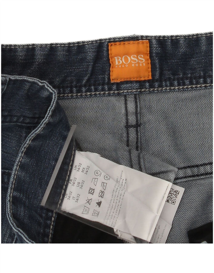 HUGO BOSS Jeans retos masculinos W34 L32 algodão azul marinho
