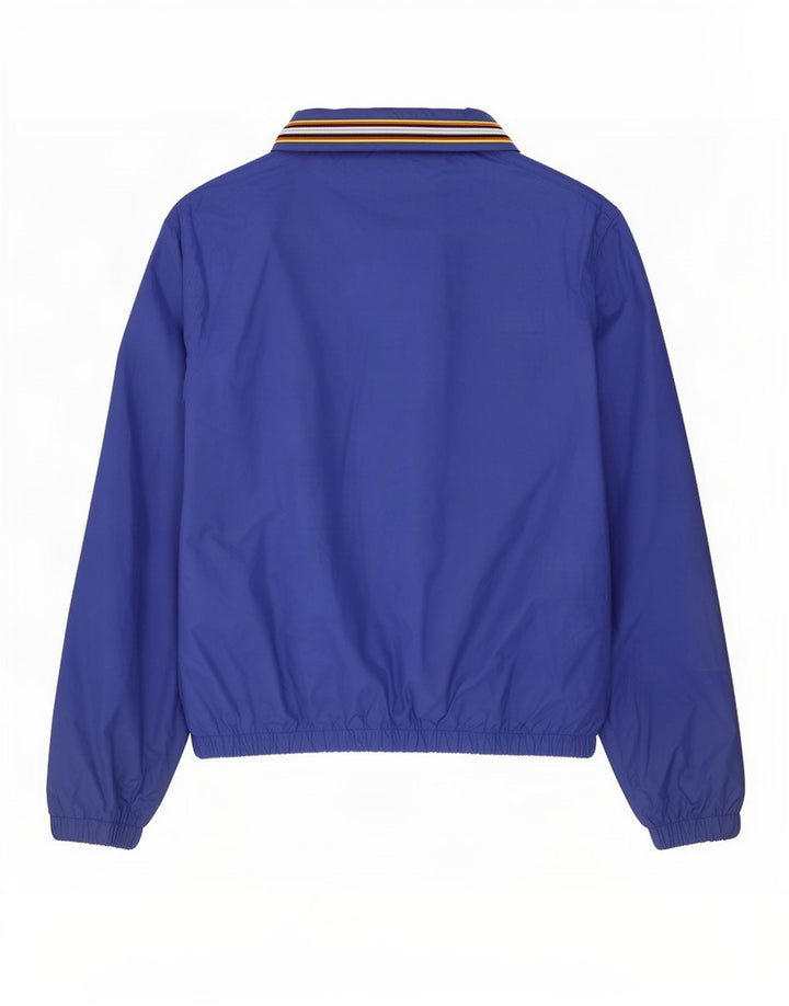 Jaqueta de chuva masculina com capuz K-Way UK 40 grande poliamida listrada azul
