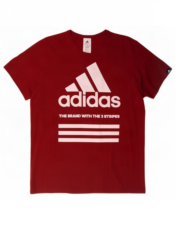 Adidas Mens Graphic T-Shirt Top XL Algodão Vermelho