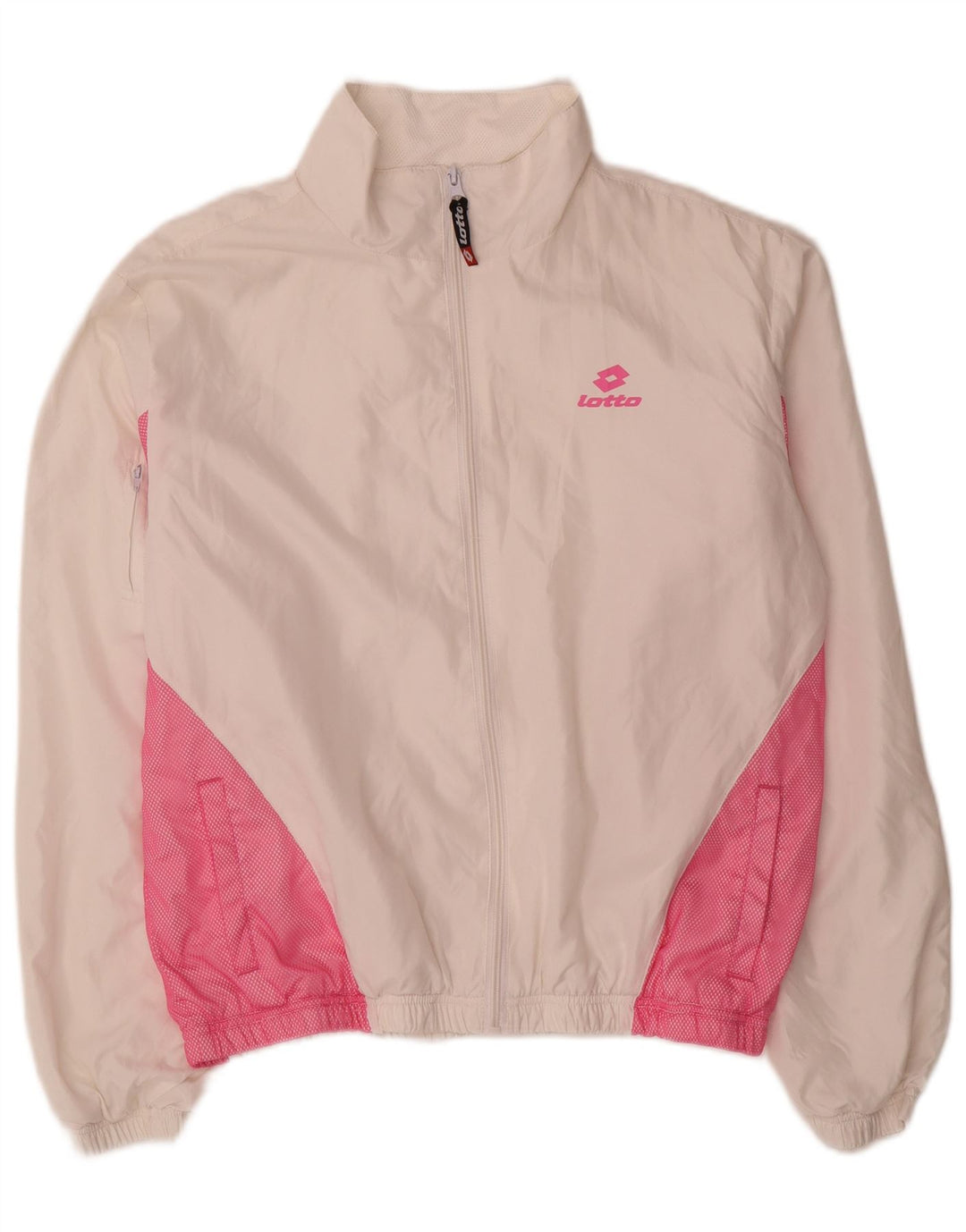 Jaqueta feminina de treino Lotto UK 16 grande poliéster colorblock branco