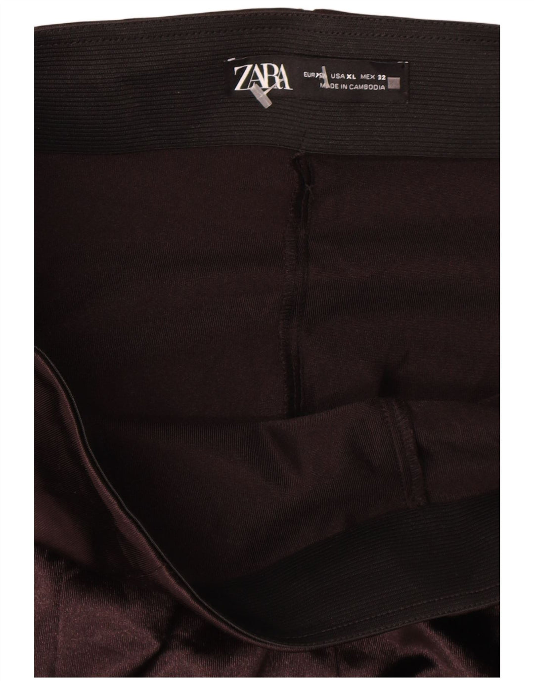 Zara Leggings Flare Mulher UK 18 XL Marrom Poliéster