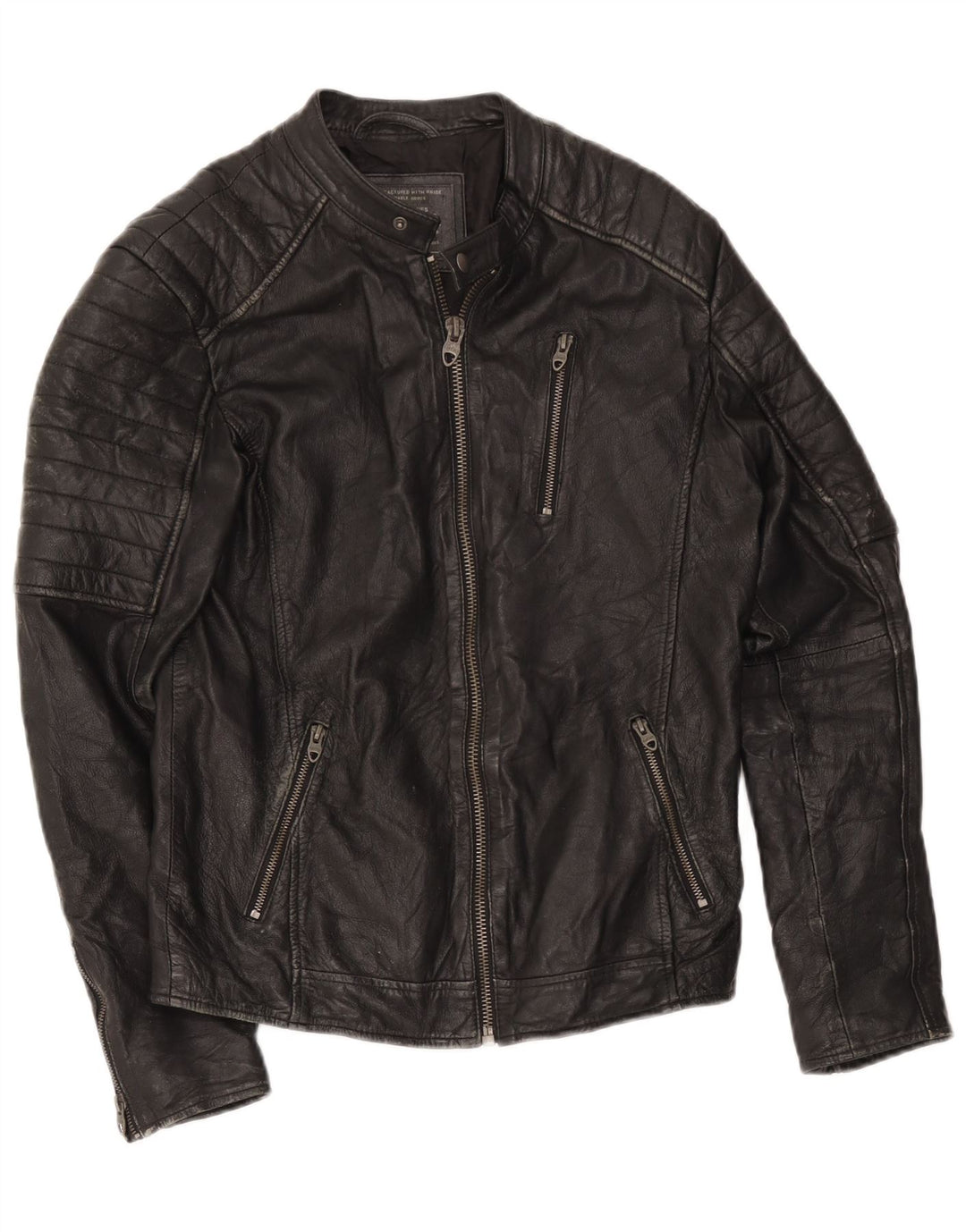 Jaqueta masculina de couro Racer Jack & Jones Reino Unido 36 pequena preta