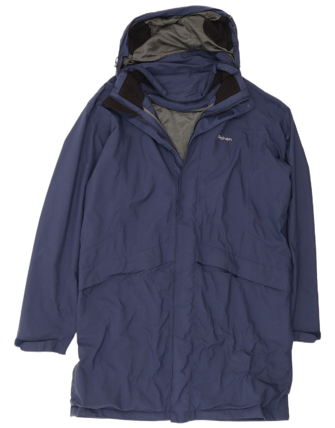 Capa de chuva masculina Rohan com capuz UK 40 grande azul marinho poliamida