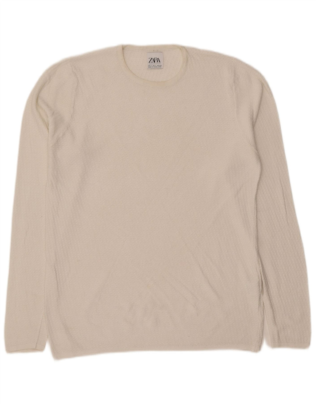 Suéter masculino ZARA com gola redonda e viscose branca pequena