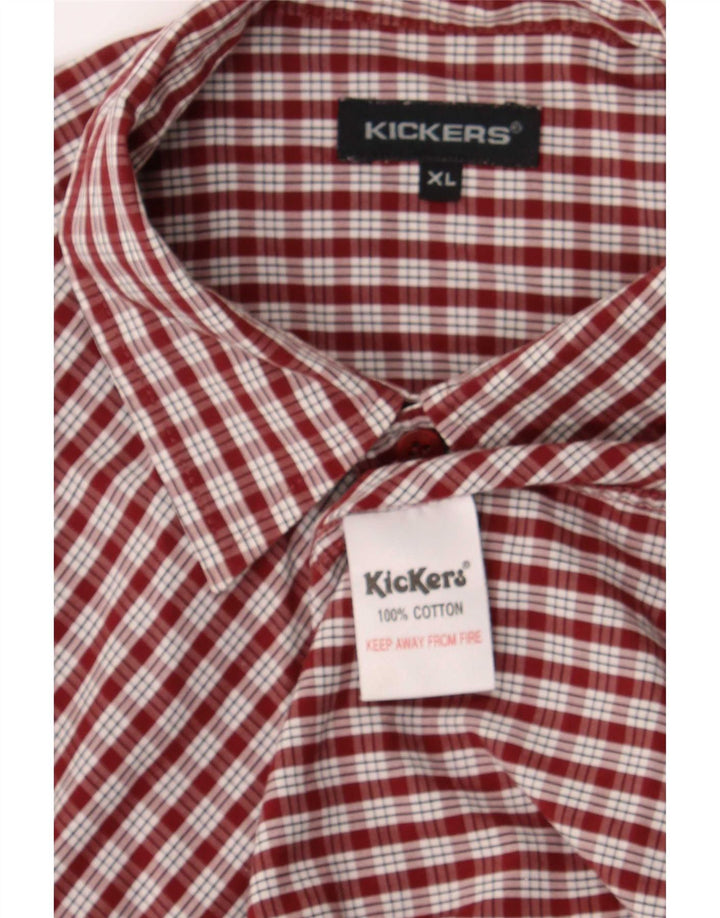 Camisa masculina de manga curta Kickers XL Borgonha xadrez algodão