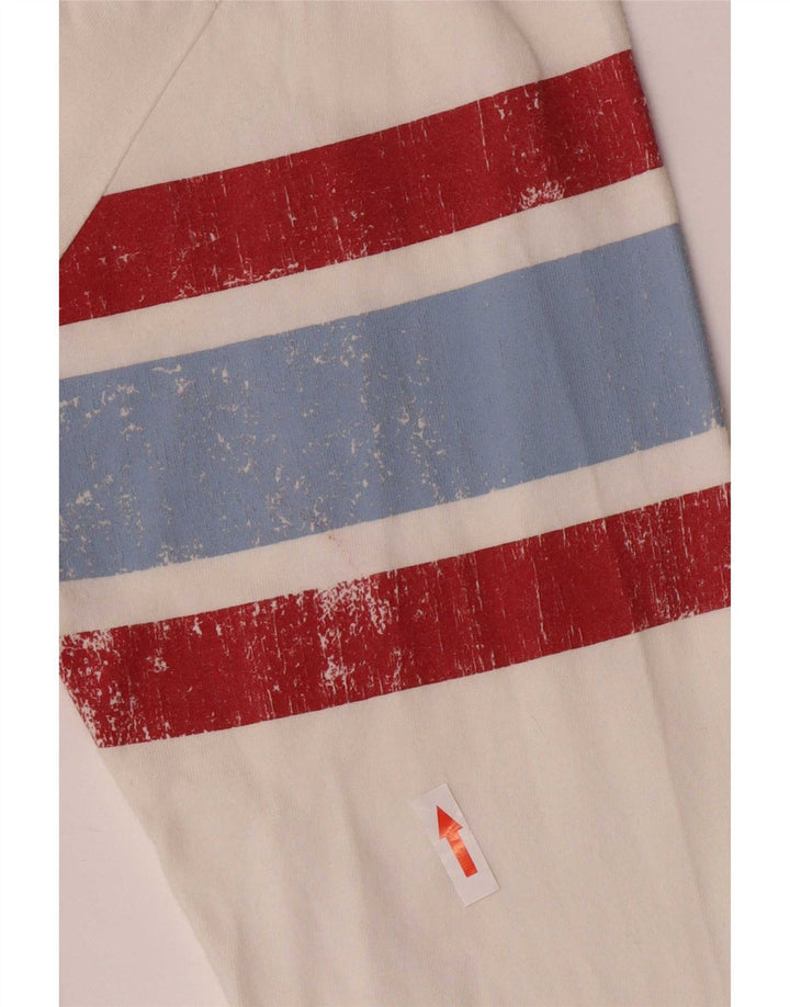 Woolrich masculino gráfico top manga comprida grande algodão branco