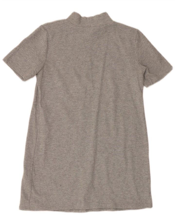 Zara Vestido feminino de mangas curtas, Reino Unido 16, grande, cinza, poliéster