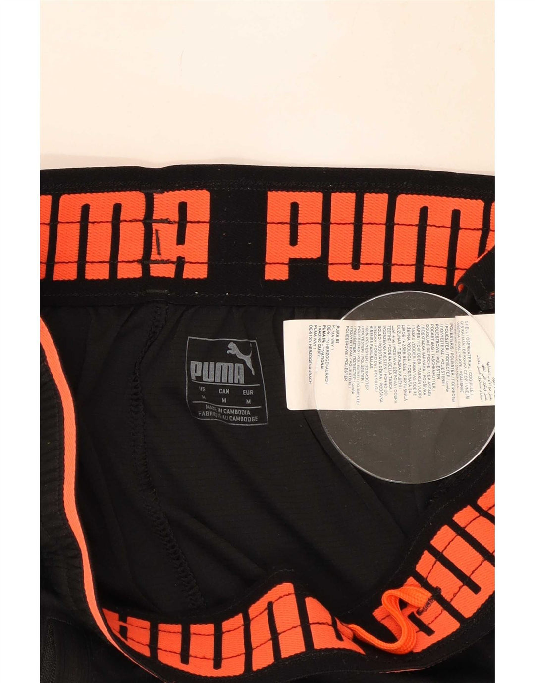 Shorts esportivos gráficos masculinos Puma médio preto poliéster