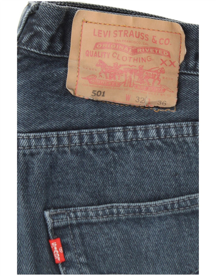 LEVI'S Masculino 501 Straight Jeans W32 L25 Azul Algodão