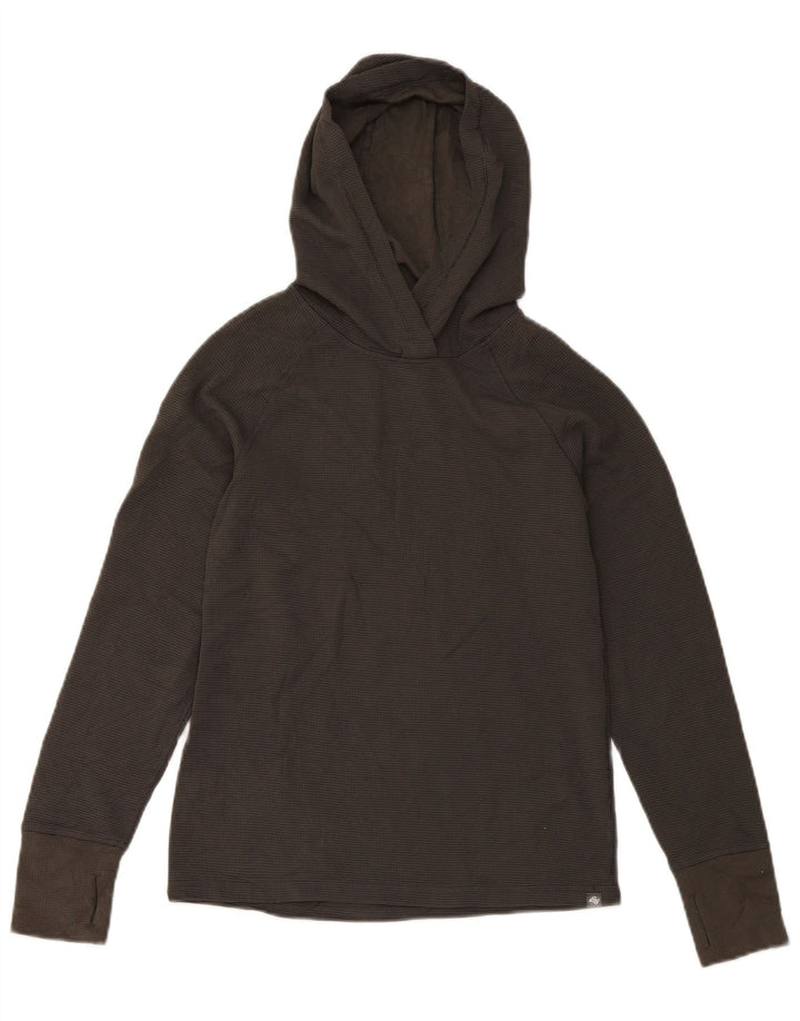 Eddie Bauer Top feminino com capuz manga comprida UK 6 XS poliéster cinza