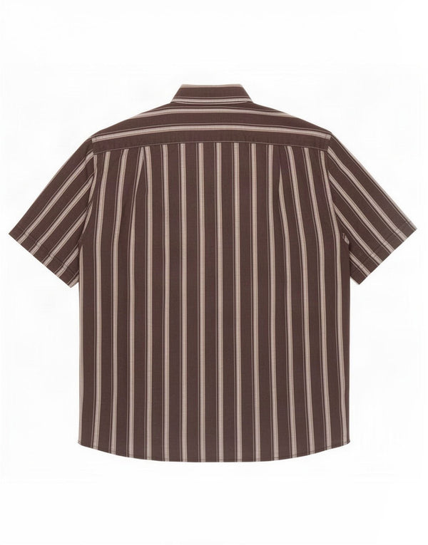 Camisa masculina de manga curta Roccobarocco tamanho 40 15 1/2 médio preto listrado