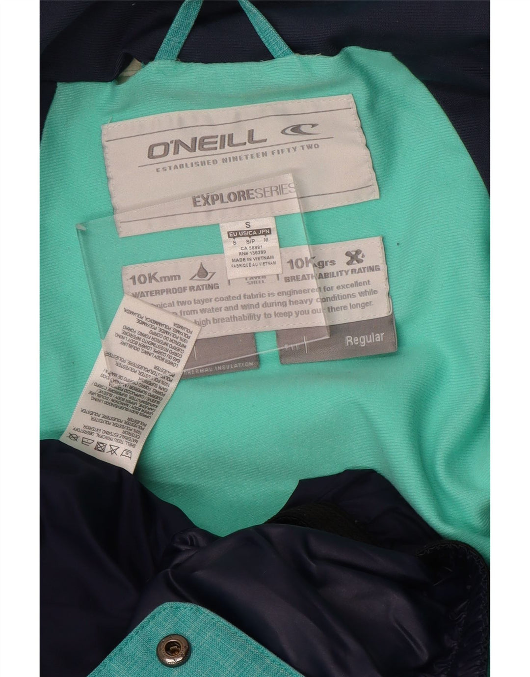 Jaqueta de chuva masculina O'Neill com capuz e ajuste regular Reino Unido 36 poliéster turquesa pequeno